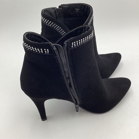 12 Thompson Women's Black Suede Rhinestone Ankle Boots Size 9.5 - Picture 11 of 11